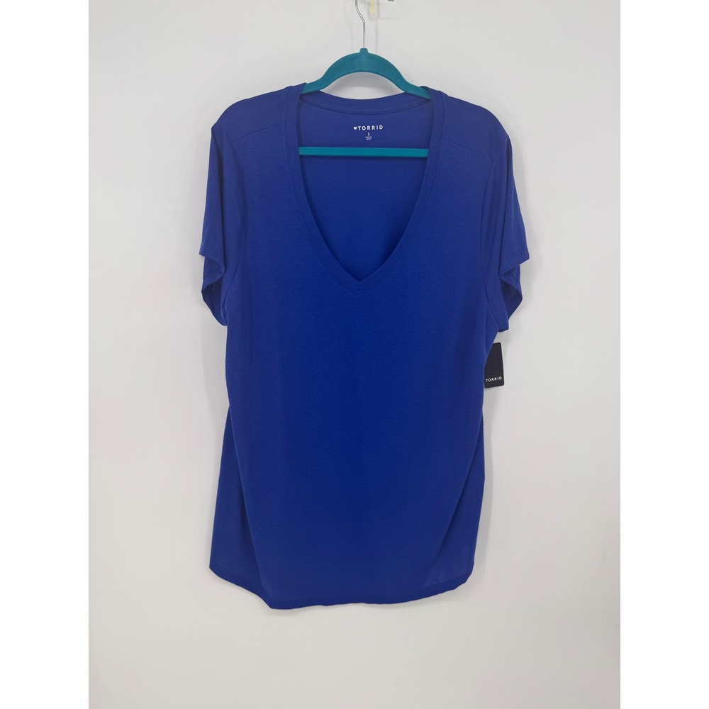 Torrid Vneck Tee Womens 3X Blue NWT Girlfriend Signature Jersey Surf The Web